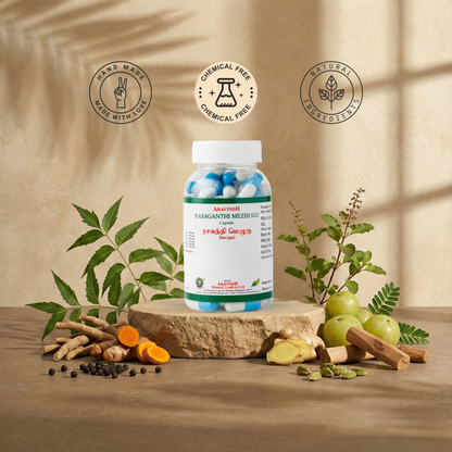 Support Skin Wellness Naturally with Rasagandhi Mezhugu Capsules: A Traditional Siddha Formulation