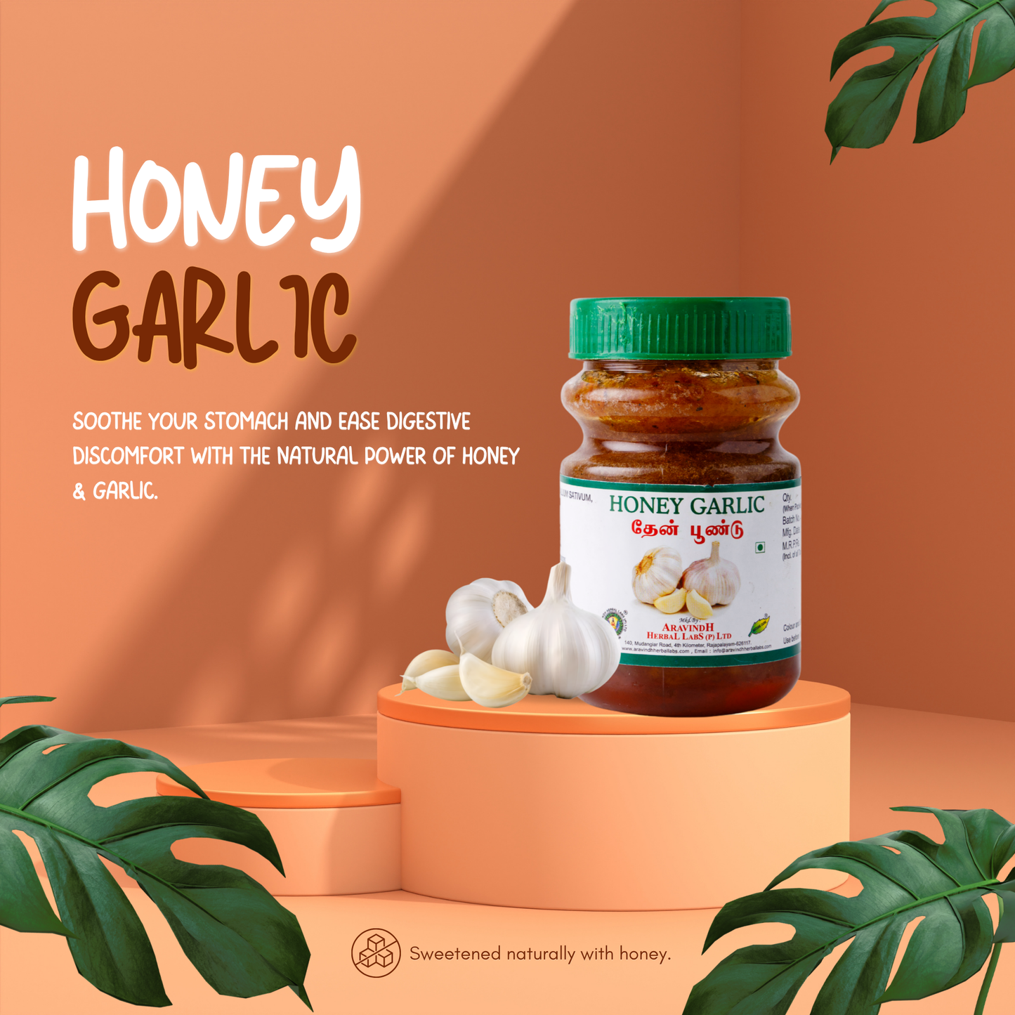 Find Relief from Gas & Indigestion with Aravindh Herbal Labs' Honey Garlic