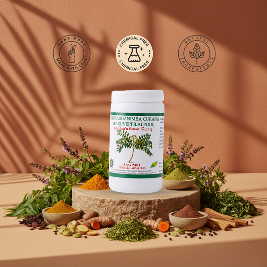 Herbal Karuveppilai Podi - Natural Support for Digestive Health, Blood Nourishment and Hair Wellness