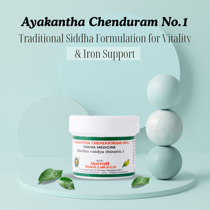 Ayakantha Chenduram No.1: Traditional Siddha Mineral Formulation for Iron Support and Vitality