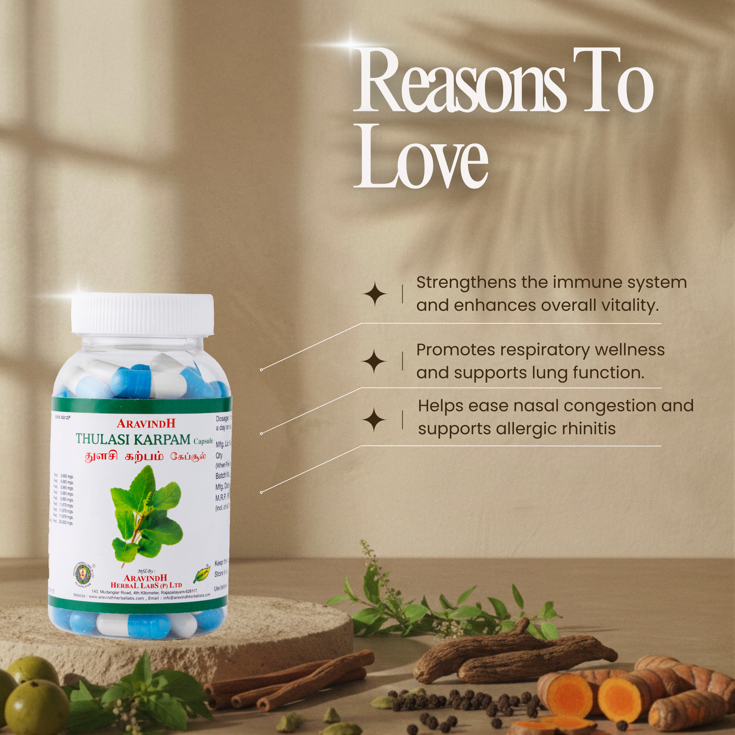 Thulasi Karpam Capsules: Natural Herbal Support for Respiratory Wellness and Immunity