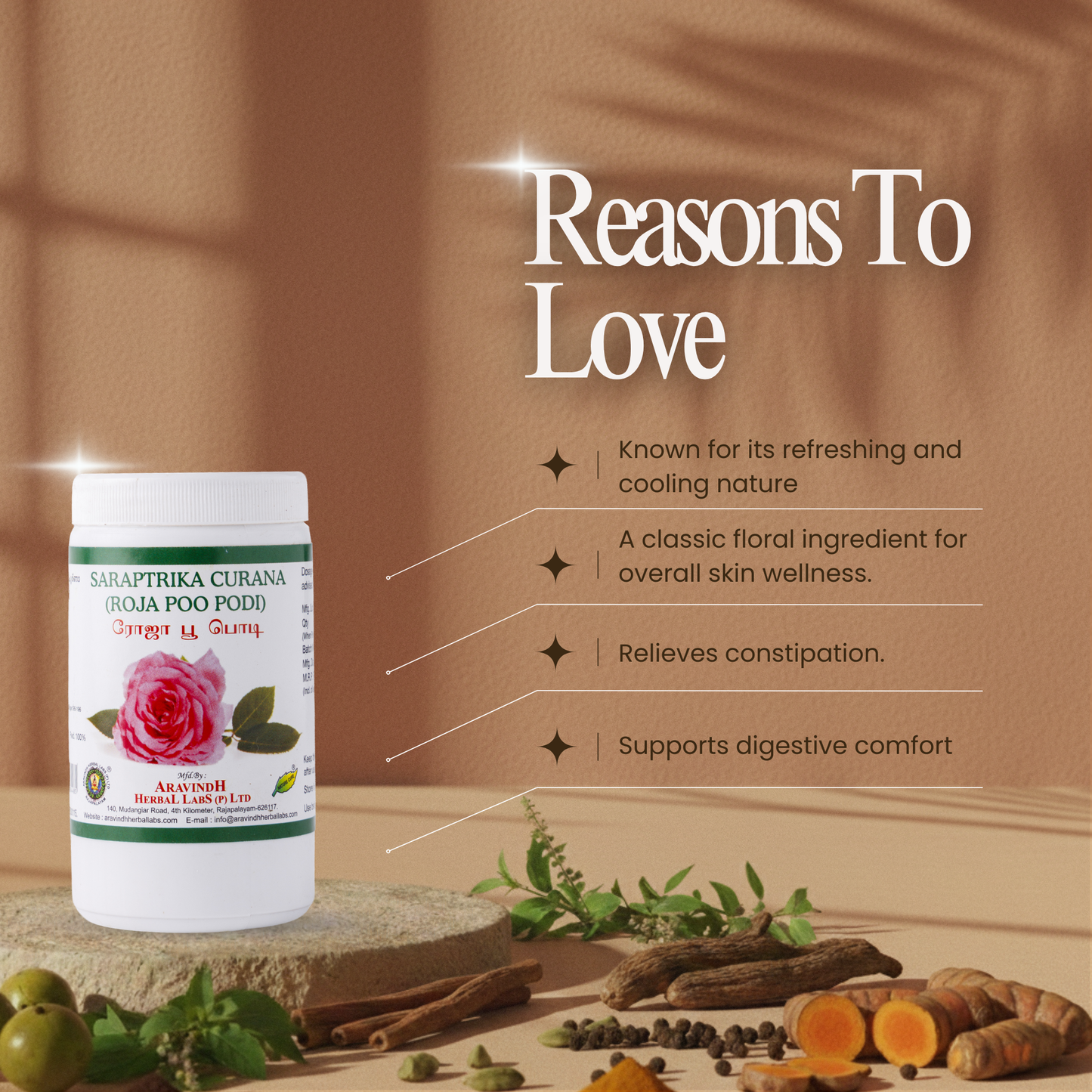RojaPoo Podi: Natural Cooling Herbal Powder for Body Heat