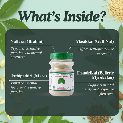 Vallarai Chooranam: Traditional Siddha Herbal Blend for Mental Wellness