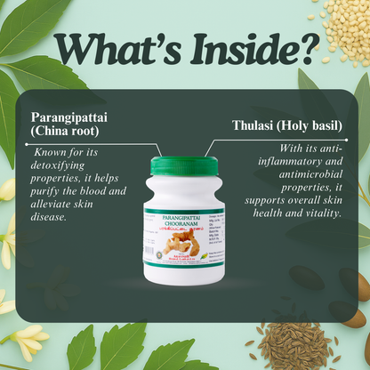 Parangipattai Choornam: Traditional Siddha Herbal Blend for Skin Wellness