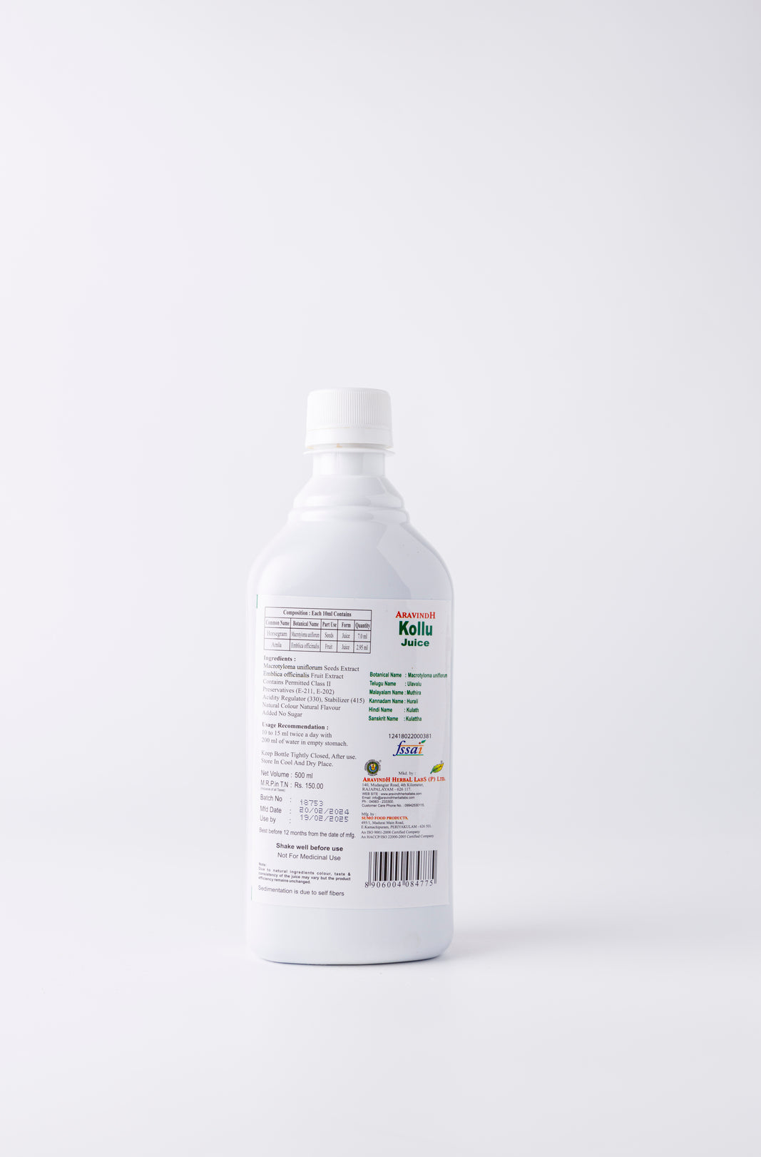 Aravindh Herbal Labs Kollu Juice Benefits