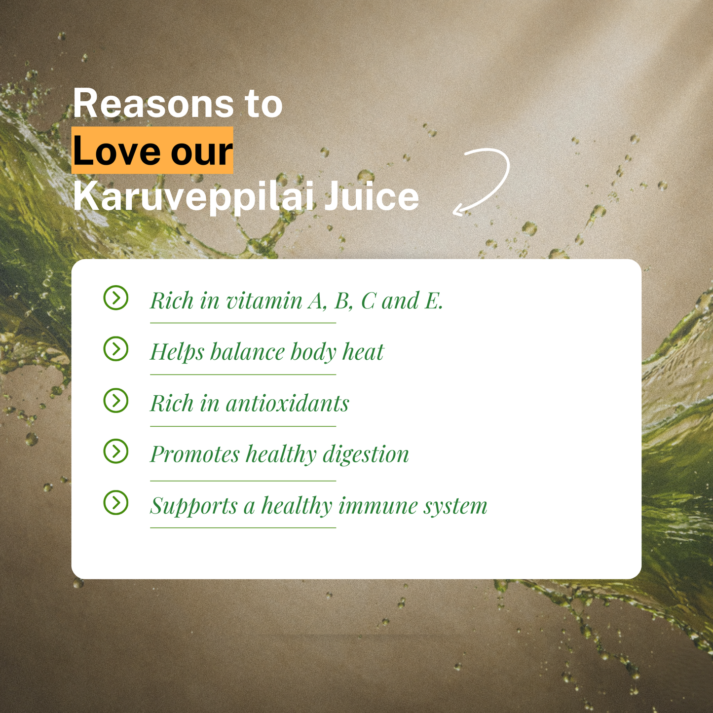 Improve Vision & Balance Body Heat with Karuveppilai Juice