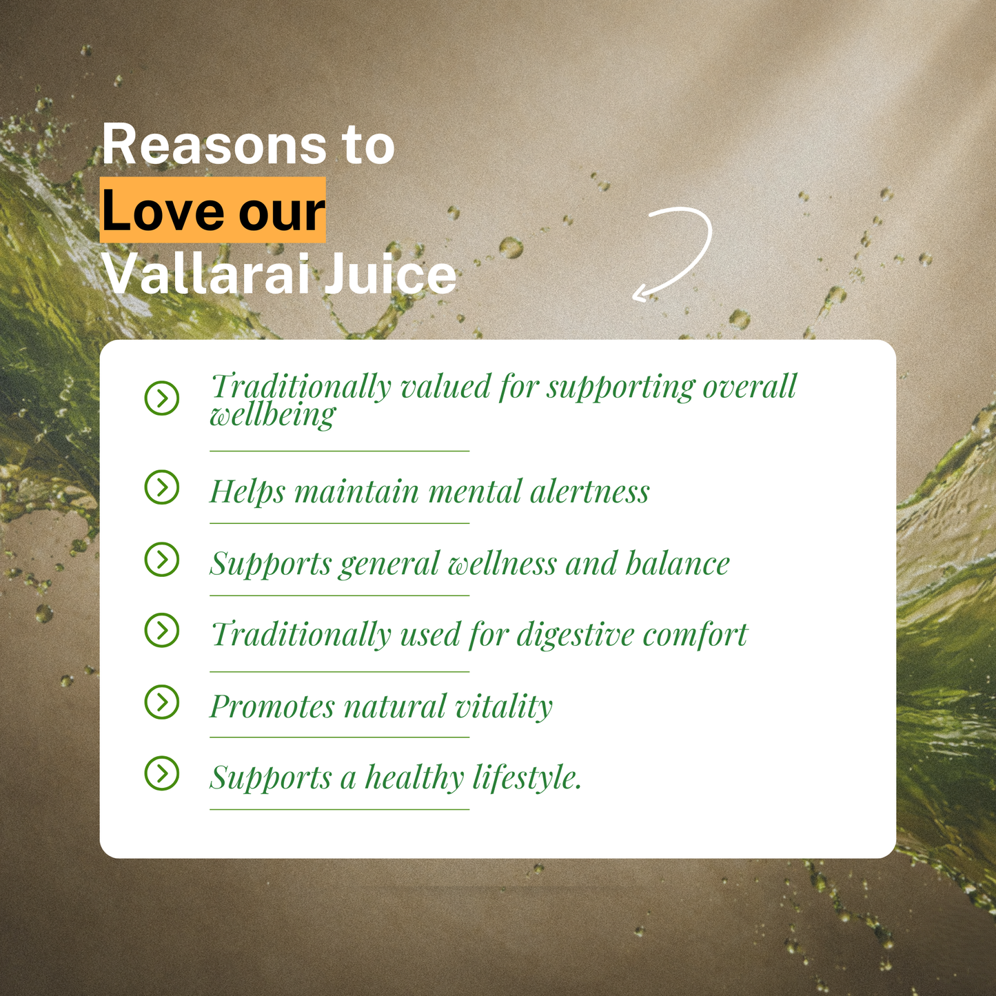 Vallarai Juice - Support Mental Clarity & Focus with Siddha Wisdom