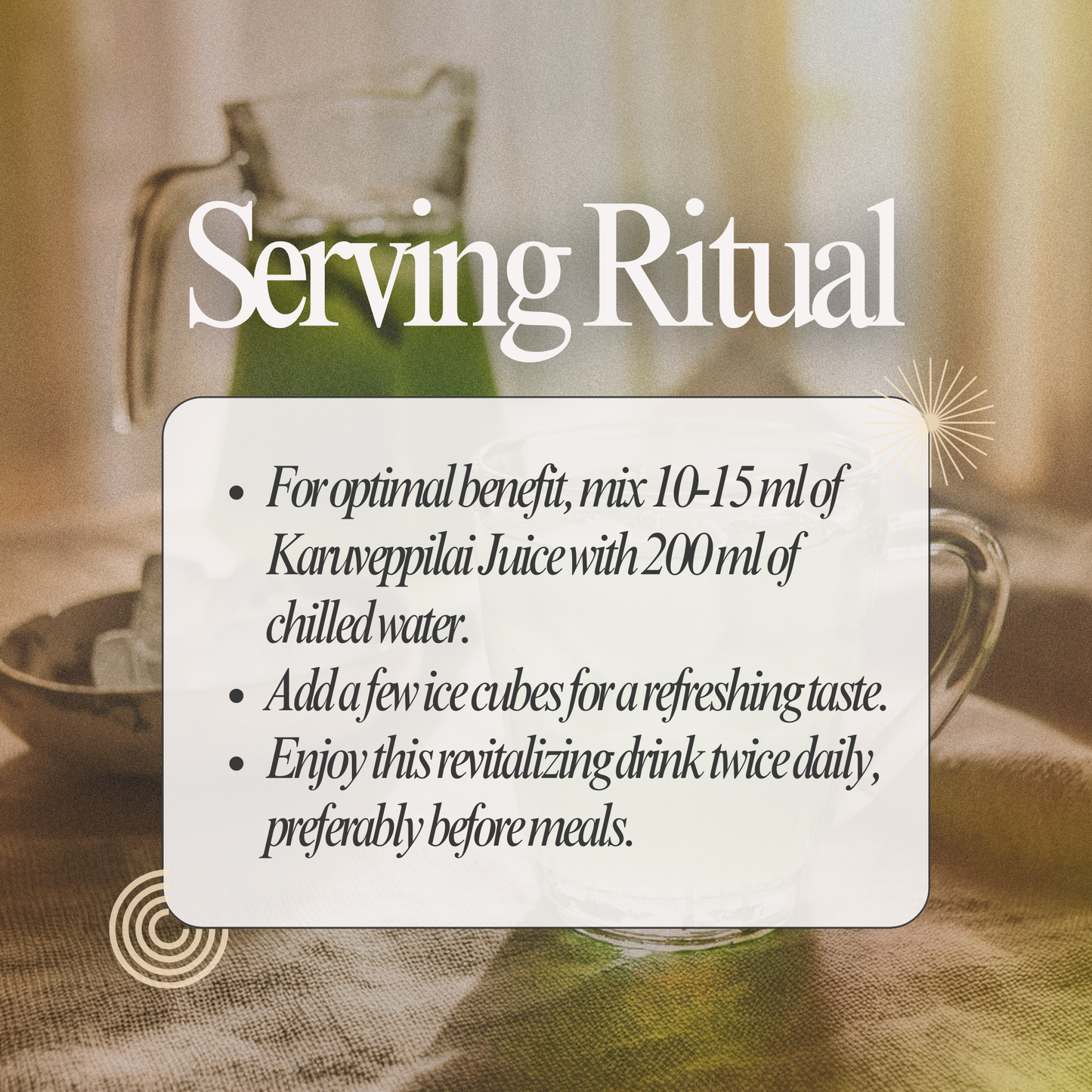 Improve Vision & Balance Body Heat with Karuveppilai Juice